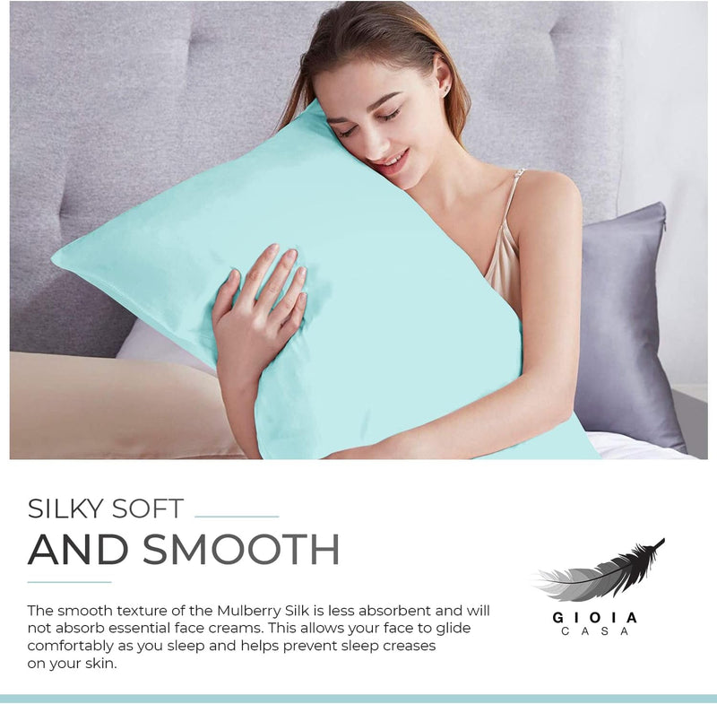 Luxury Pillowcase - 100% Pure Mulberry Silk on Both Sides - Sage Green Payday Deals