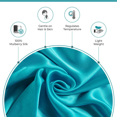 Luxury Pillowcase - 100% Pure Mulberry Silk on Both Sides - Teal Payday Deals