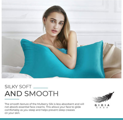 Luxury Pillowcase - 100% Pure Mulberry Silk on Both Sides - Teal Payday Deals