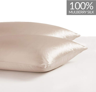 Luxury Pillowcase 2 Pack - 100% Pure Mulberry Silk on Both Sides - Champagne Payday Deals