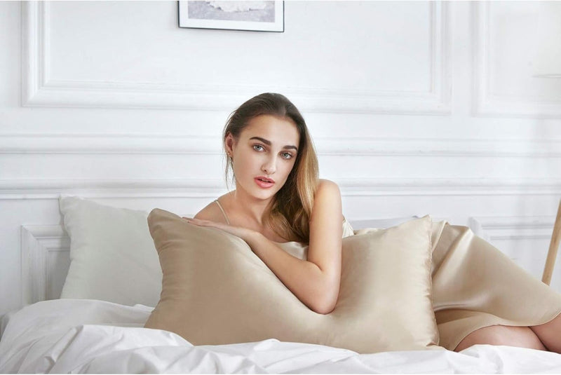 Luxury Pillowcase 2 Pack - 100% Pure Mulberry Silk on Both Sides - Champagne Payday Deals