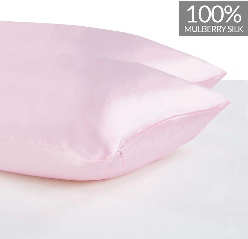 Luxury Pillowcase 2 Pack - 100% Pure Mulberry Silk on Both Sides - Pink Payday Deals