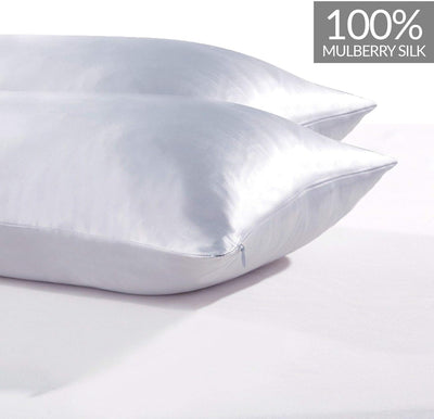 Luxury Pillowcase 2 Pack - 100% Pure Mulberry Silk on Both Sides - Silver Payday Deals