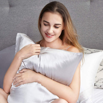 Luxury Pillowcase 2 Pack - 100% Pure Mulberry Silk on Both Sides - Silver Payday Deals