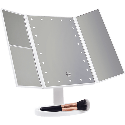 Makeup Mirror With LED Light Standing Mirror Magnifying Tri-Fold Touch