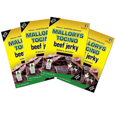 Mallorys Tocino Beef Jerky Sample Pack 4 x 40g (for Human Consumption) Payday Deals