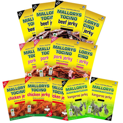 Mallorys Tocino Mega Jerky Sample Pack 13 x 40g (for Human Consumption) Payday Deals