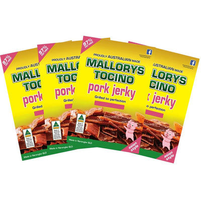 Mallorys Tocino Pork Jerky Sample Pack 4 x 40g (for Human Consumption) Payday Deals