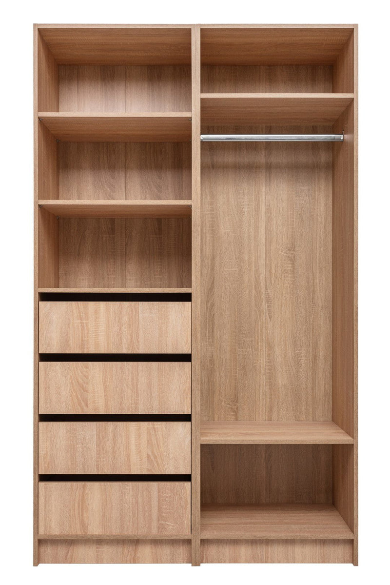 MALMO THREE SHELF/FOUR DRAWER WALK IN WARDROBE - CLASSIC - NATURAL OAK Payday Deals