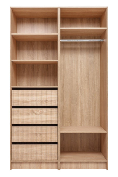 MALMO THREE SHELF/FOUR DRAWER WALK IN WARDROBE - FLUTED - NATURAL OAK Payday Deals