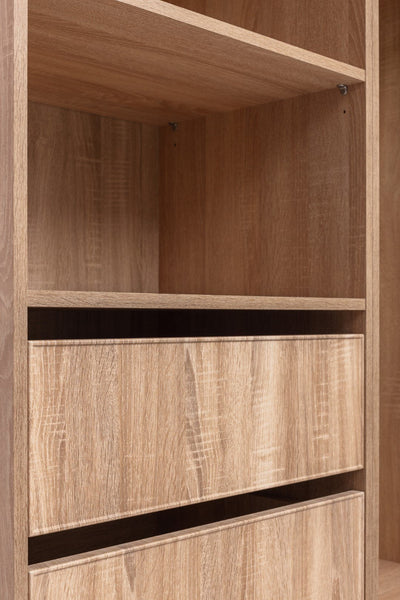 MALMO THREE SHELF/FOUR DRAWER WALK IN WARDROBE - SLIM SHAKER - NATURAL OAK Payday Deals