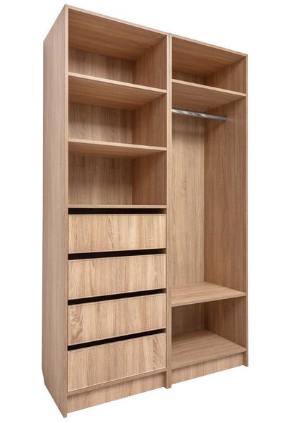 MALMO THREE SHELF/FOUR DRAWER WALK IN WARDROBE - SLIM SHAKER - NATURAL OAK Payday Deals