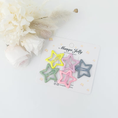 MANGO JELLY Butter Cream Hair Clips Collection - Candy Stars - One Pack Payday Deals