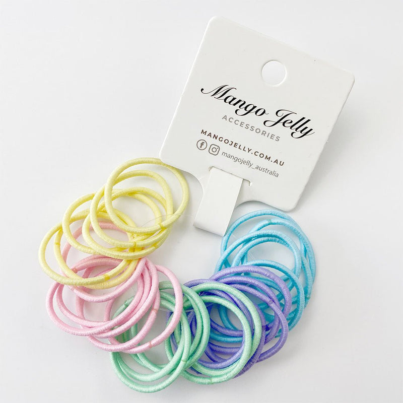 MANGO JELLY Kids Hair Ties (3cm) - Classic Soft Pastel - Six Pack Payday Deals