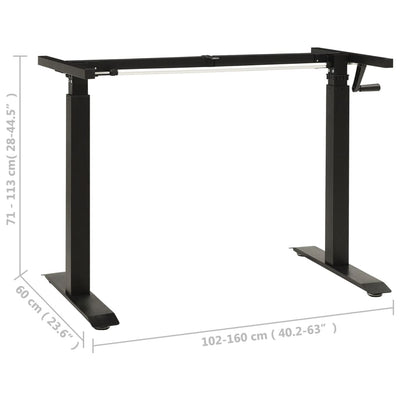 Manual Height Adjustable Standing Desk Frame Hand Crank Black Payday Deals