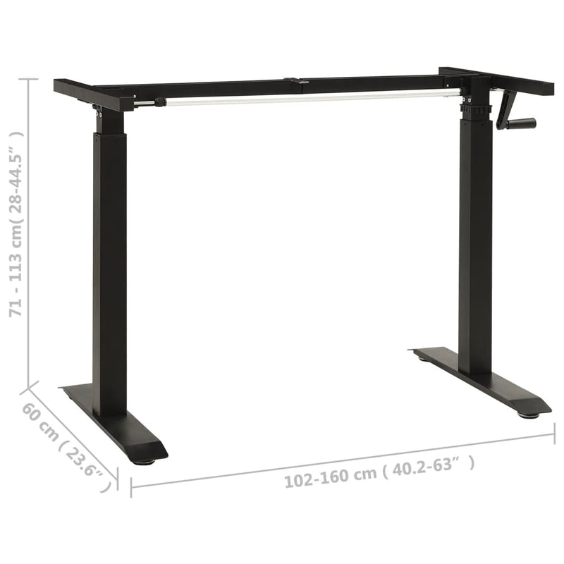 Manual Height Adjustable Standing Desk Frame Hand Crank Black Payday Deals