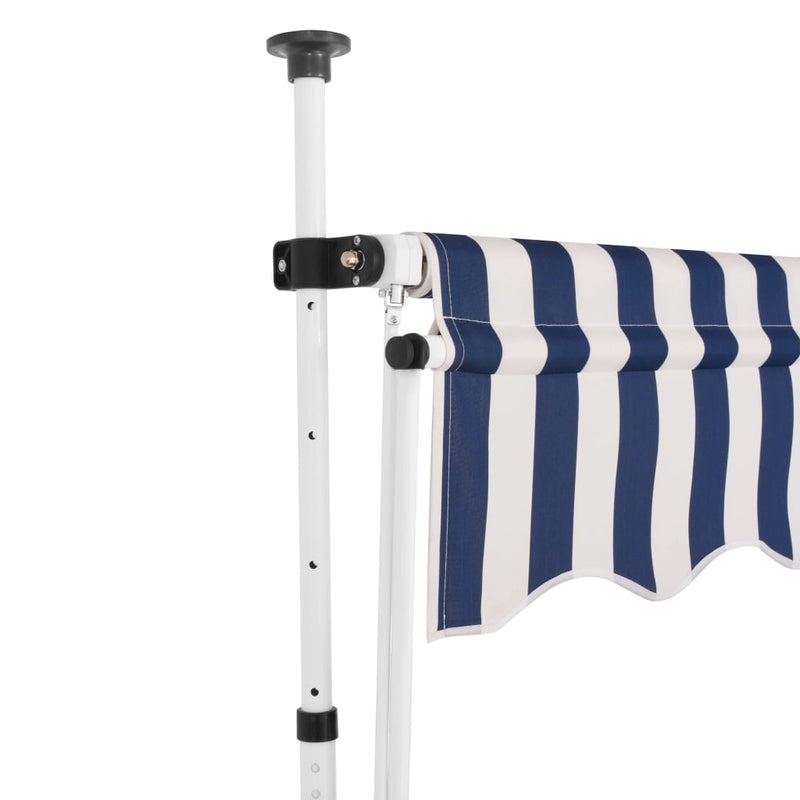 Manual Retractable Awning 300 cm Blue and White Stripes Payday Deals