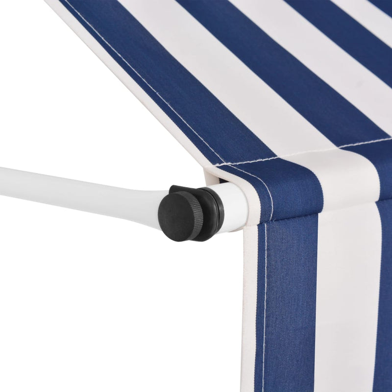 Manual Retractable Awning 300 cm Blue and White Stripes Payday Deals