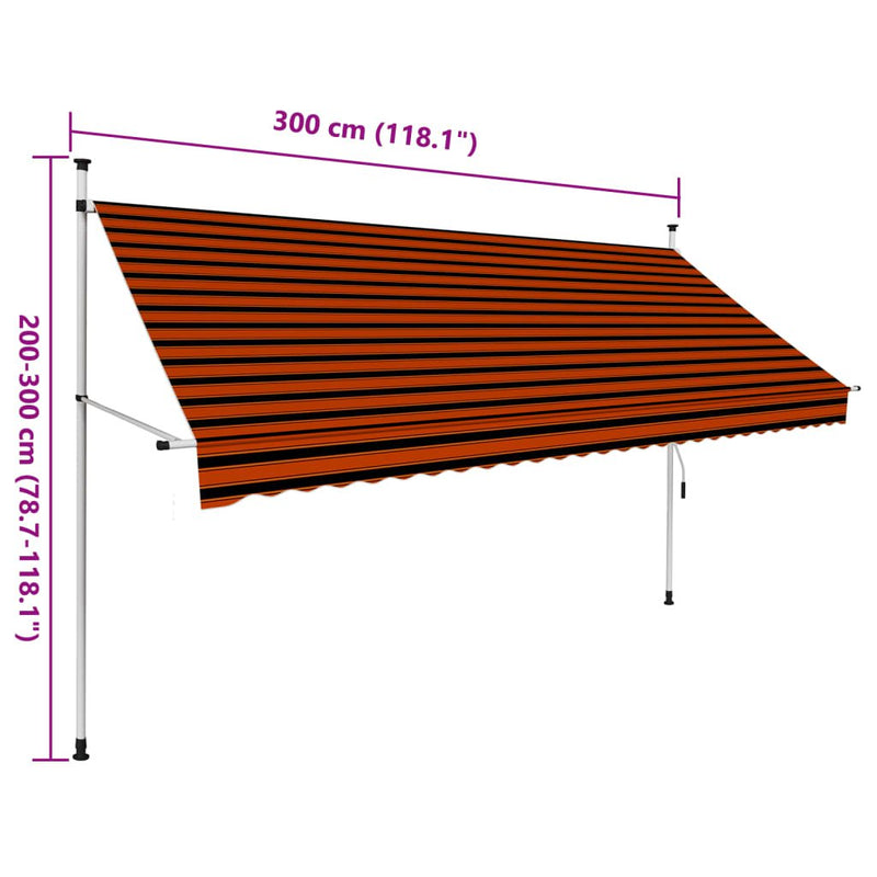 Manual Retractable Awning 300 cm Orange and Brown Payday Deals