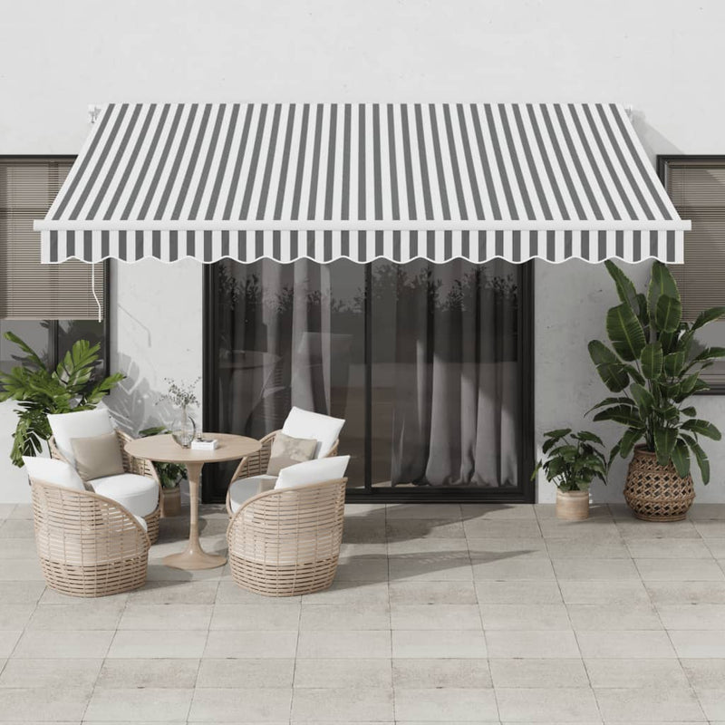 Manual Retractable Awning Anthracite&White 400x300 cm Payday Deals
