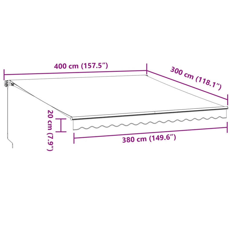 Manual Retractable Awning Anthracite&White 400x300 cm Payday Deals
