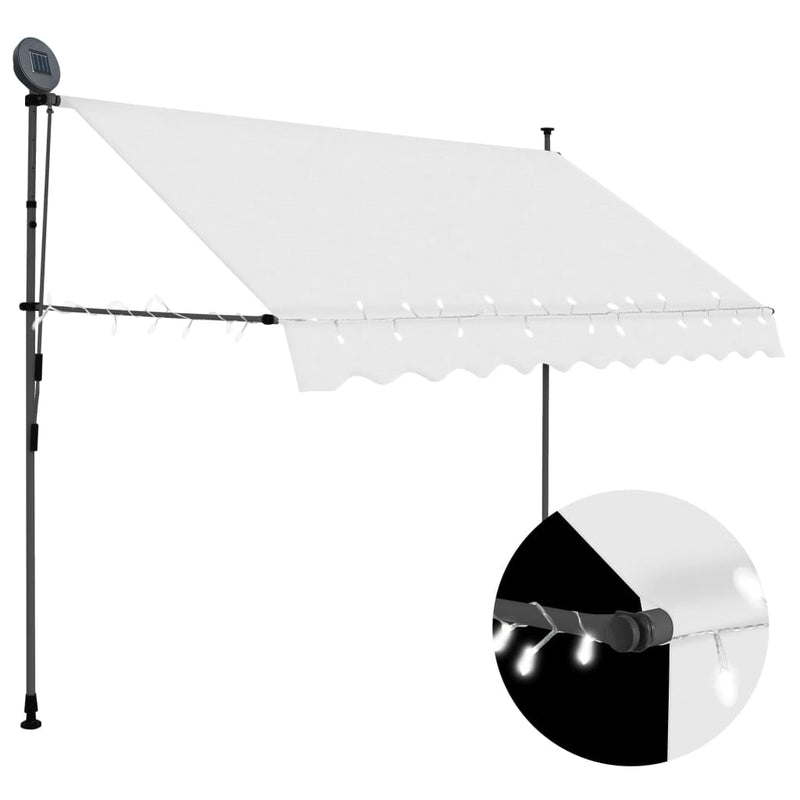 Manual Retractable Awning with LED 250 cm Cream Payday Deals