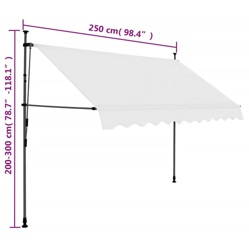 Manual Retractable Awning with LED 250 cm Cream Payday Deals