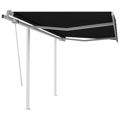 Manual Retractable Awning with Posts 3.5x2.5 m Anthracite Payday Deals