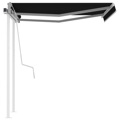 Manual Retractable Awning with Posts 3.5x2.5 m Anthracite Payday Deals