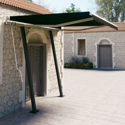 Manual Retractable Awning with Posts 3.5x2.5 m Anthracite Payday Deals