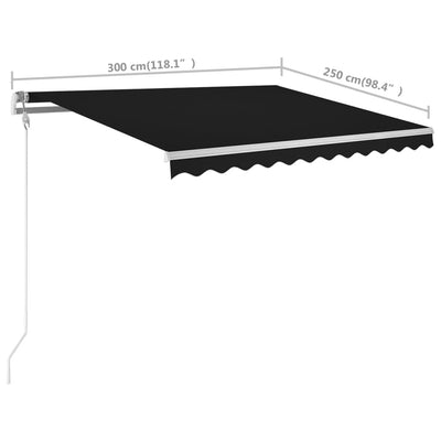 Manual Retractable Awning with Posts 3x2.5 m Anthracite Payday Deals