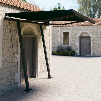 Manual Retractable Awning with Posts 3x2.5 m Anthracite Payday Deals