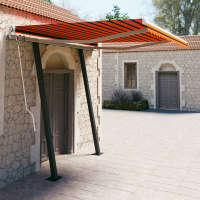 Manual Retractable Awning with Posts 3x2.5 m Orange and Brown
