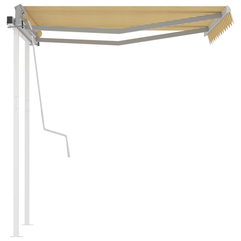 Manual Retractable Awning with Posts 3x2.5 m Yellow and White Payday Deals