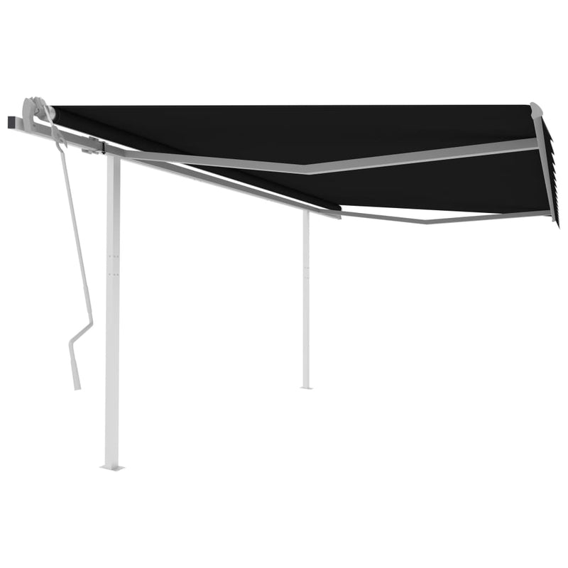 Manual Retractable Awning with Posts 4.5x3 m Anthracite Payday Deals