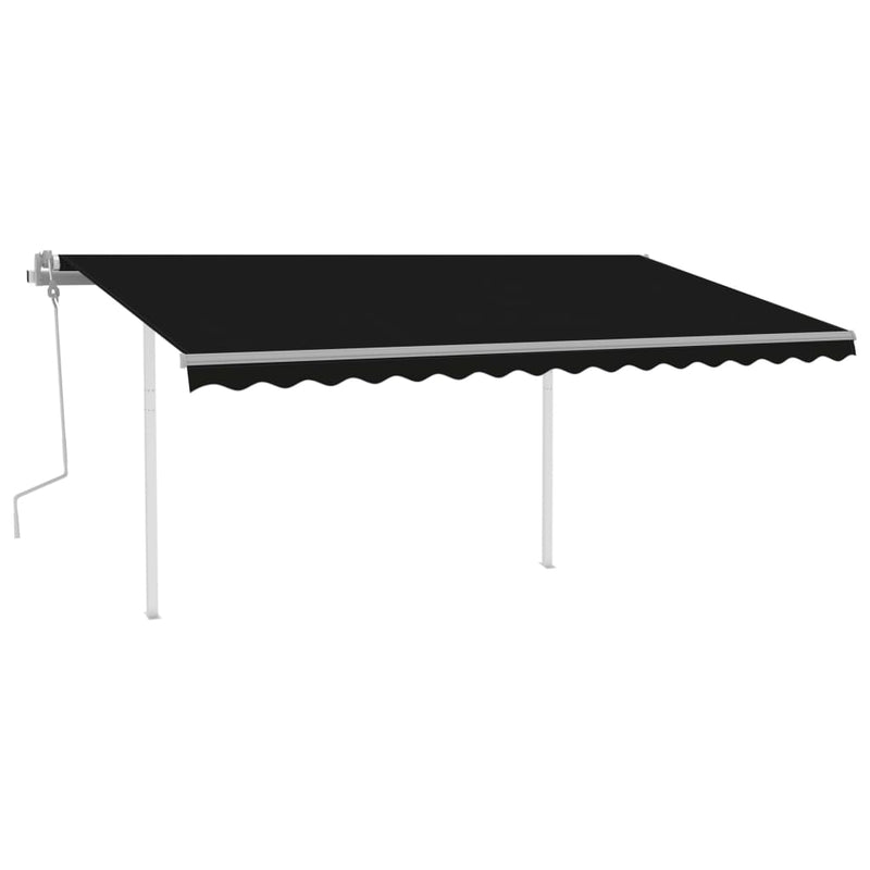 Manual Retractable Awning with Posts 4.5x3 m Anthracite Payday Deals