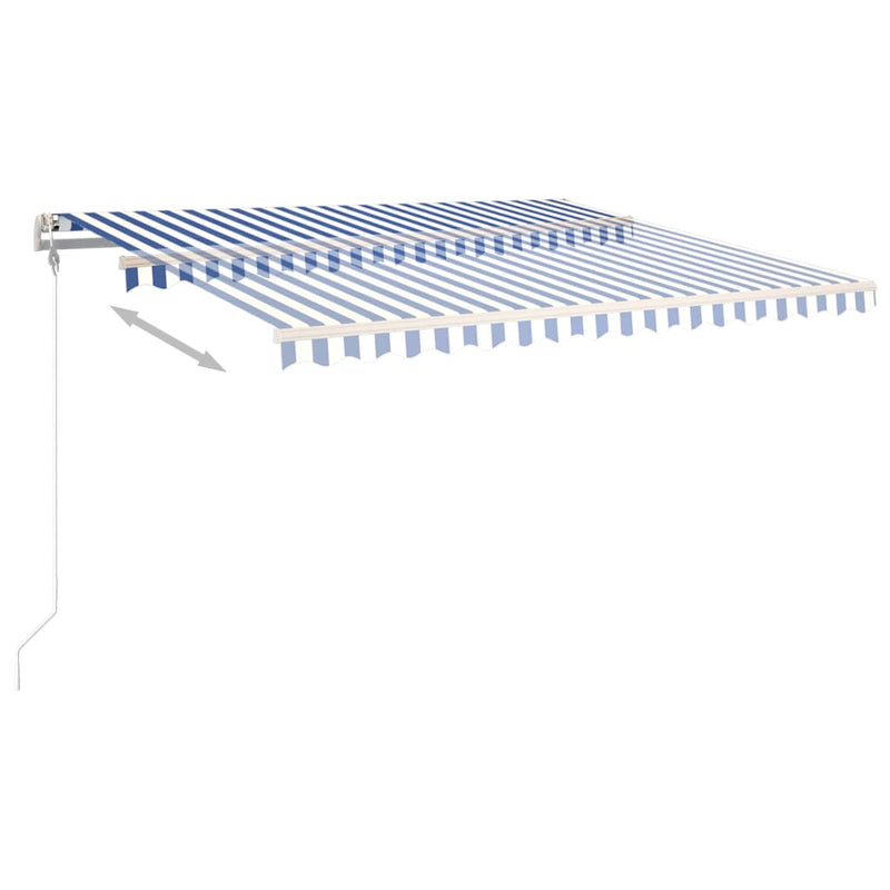 Manual Retractable Awning with Posts 4x3 m Blue and White Payday Deals