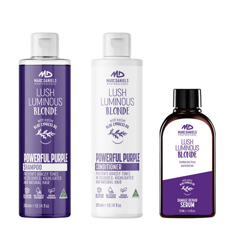 Marc Daniels Powerful Purple Blonde Set. 300ml Shampoo, 300ml Conditoner and 125ml Serum Payday Deals