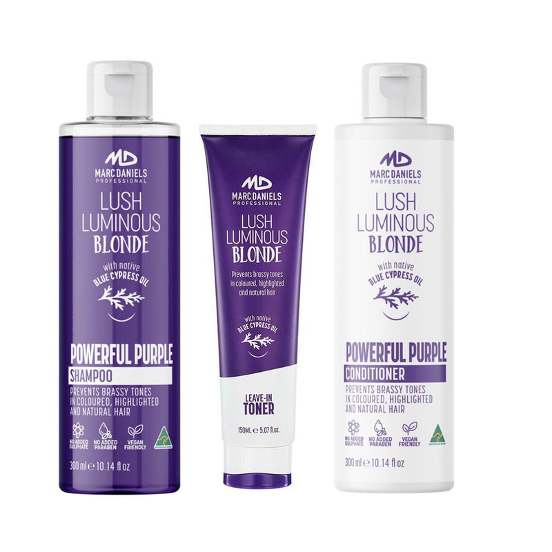 Marc Daniels Trio Pack Purple Blonde 300ml Shampoo, Conditioner & Toner Payday Deals