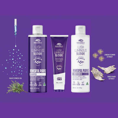 Marc Daniels Trio Pack Purple Blonde 300ml Shampoo, Conditioner & Toner Payday Deals