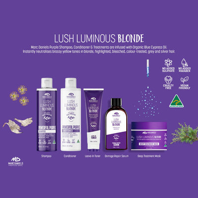 Marc Daniels Ultimate Powerful Purple Blonde Set. Shampoo, Conditoner, Toner, Serum & Mask Payday Deals