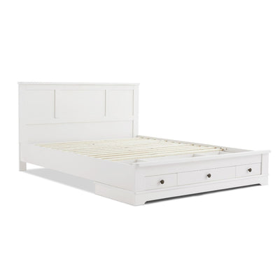 Margaux White Coastal Lifestyle Bedframe with Storage Drawers Queen Payday Deals