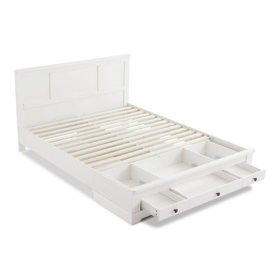 Margaux White Coastal Lifestyle Bedframe with Storage Drawers Queen Payday Deals