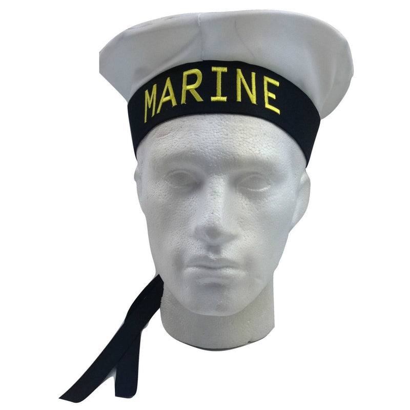 MARINE HAT Cap White BLACK Skipper Navy Sea Fancy Dress Sailor Costume Accessory Payday Deals