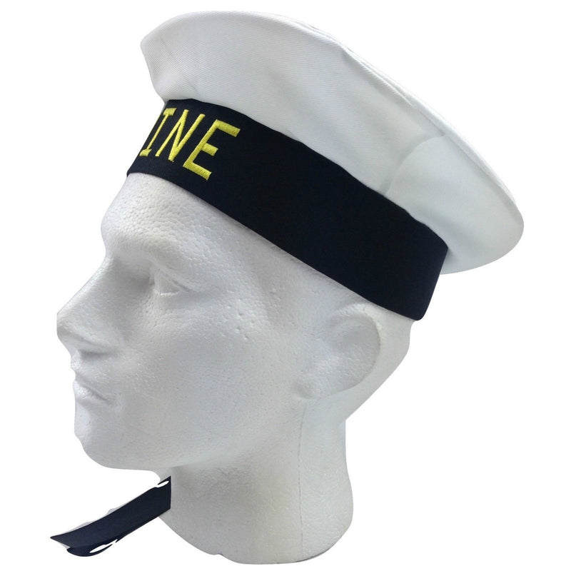 MARINE HAT Cap White BLACK Skipper Navy Sea Fancy Dress Sailor Costume Accessory Payday Deals