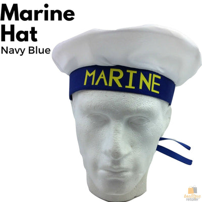 MARINE HAT Cap White NAVY Skipper Sea Fancy Dress Sailor Costume Accessory Payday Deals