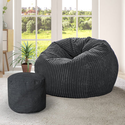 Marlow Bean Bag Chair Cover Home Game Seat Lazy Sofa Cover Large With Foot Stool Payday Deals