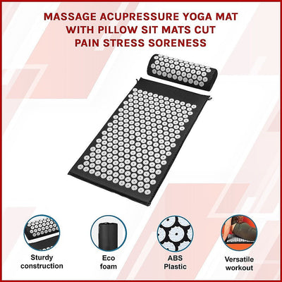 Massage Acupressure Yoga Mat With Pillow Sit Mats Cut Pain Stress Soreness Payday Deals