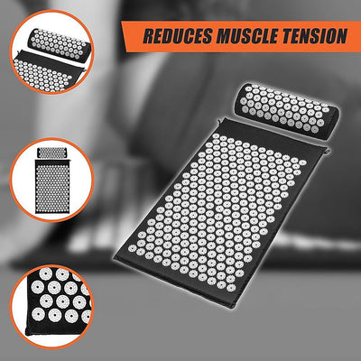 Massage Acupressure Yoga Mat With Pillow Sit Mats Cut Pain Stress Soreness Payday Deals