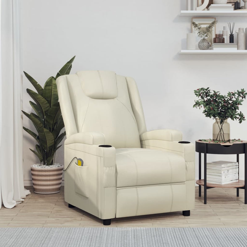 Massage Chair Cream White Faux Leather Payday Deals
